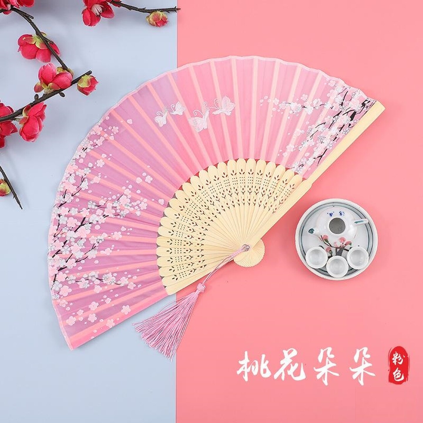 扇子古风折扇中国风舞蹈跳舞儿童夏季汉服女学生水墨画折叠小纸扇