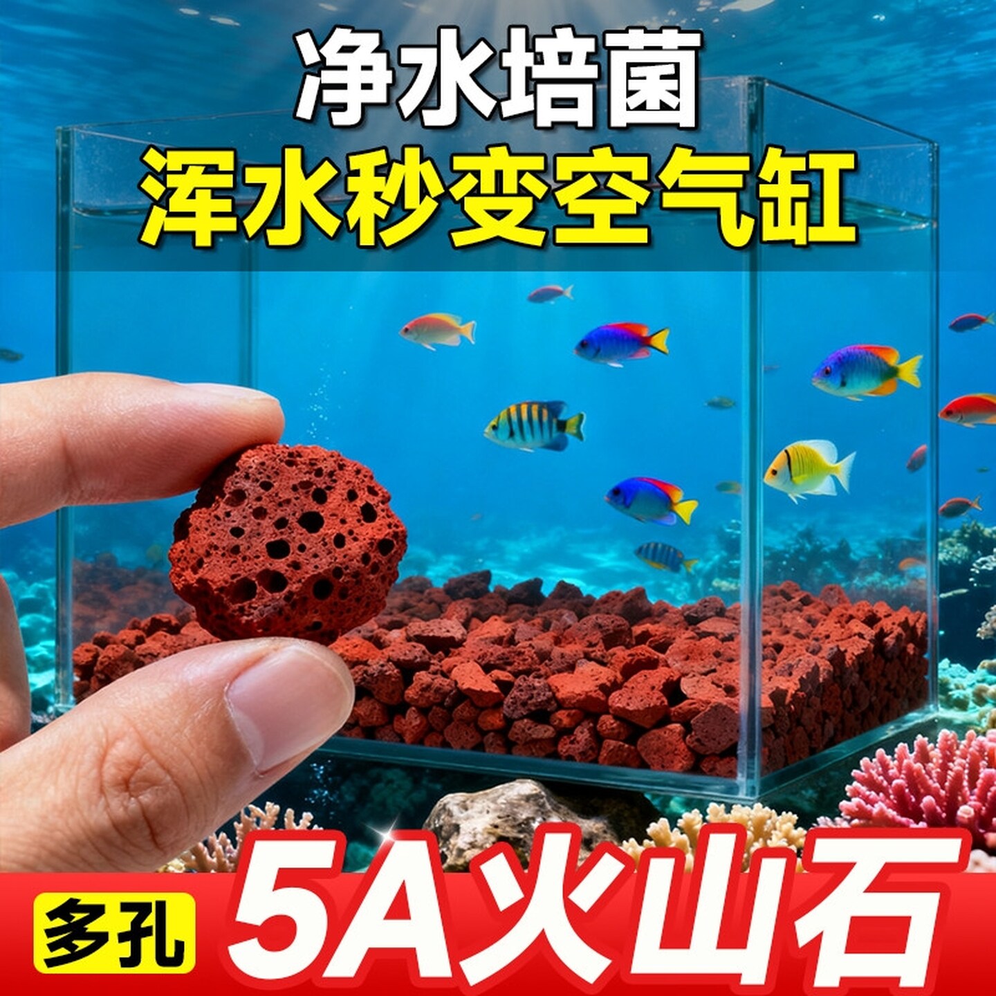 天然火山石颗粒拌土铺面石花盆鱼缸垫底多肉营养乌龟专用养鱼石头