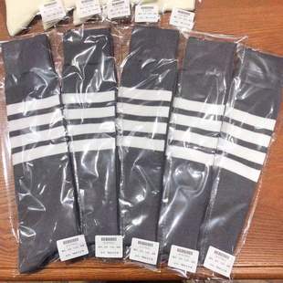 定制红白蓝织带四 TB灰色白色高筒纯棉袜子休闲百搭及膝袜 TUMA