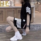 四杠男女同款 夏季 情侣宽松两件套 短袖 运动休闲套装 TUMA TB套装