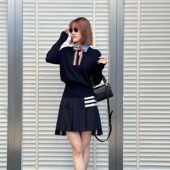 蝴蝶结欧根纱衬衫 TUMA 羊毛衣潮 女款 长袖 TB翻领衬衫 假两件针织衫