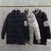 TB中长款 冬季 TUMA 羽绒服男女加厚保暖连帽四杠休闲纯色羽绒大衣