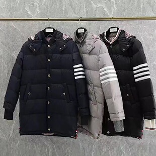 冬季TUMA TB中长款羽绒服男女加厚保暖连帽四杠休闲纯色羽绒大衣