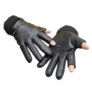 骑手手套男冬季装备美团外卖专用防雨保暖防风防水骑行防寒露二指