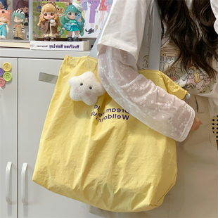 旅游度假轻便单肩包包女 日系ins风学生党通勤托特包大容量帆布袋