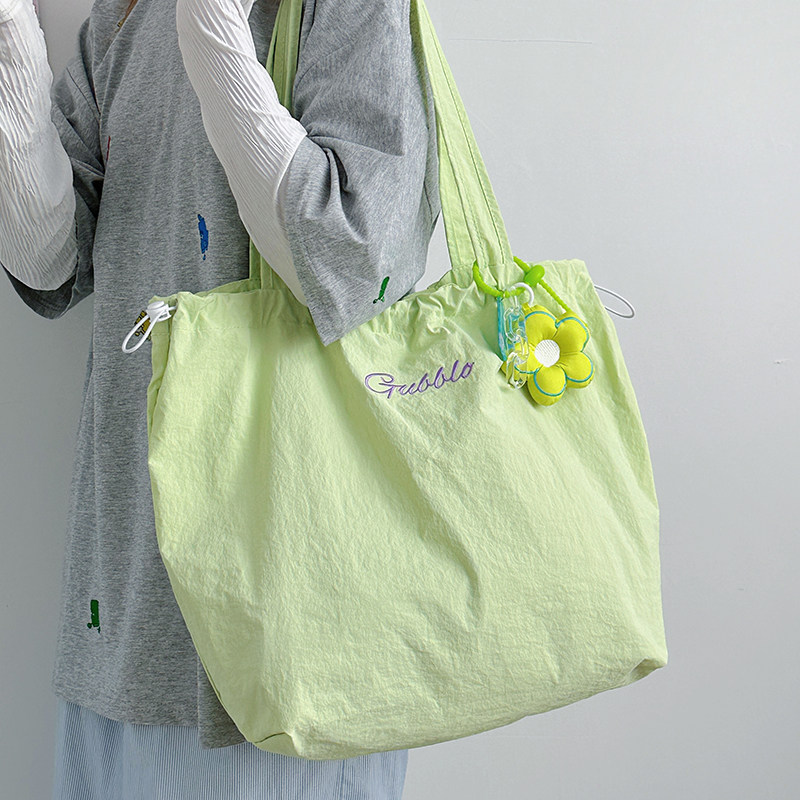 轻便休闲手提旅行袋女慵懒风简约大容量单肩包收纳购物帆布托特包