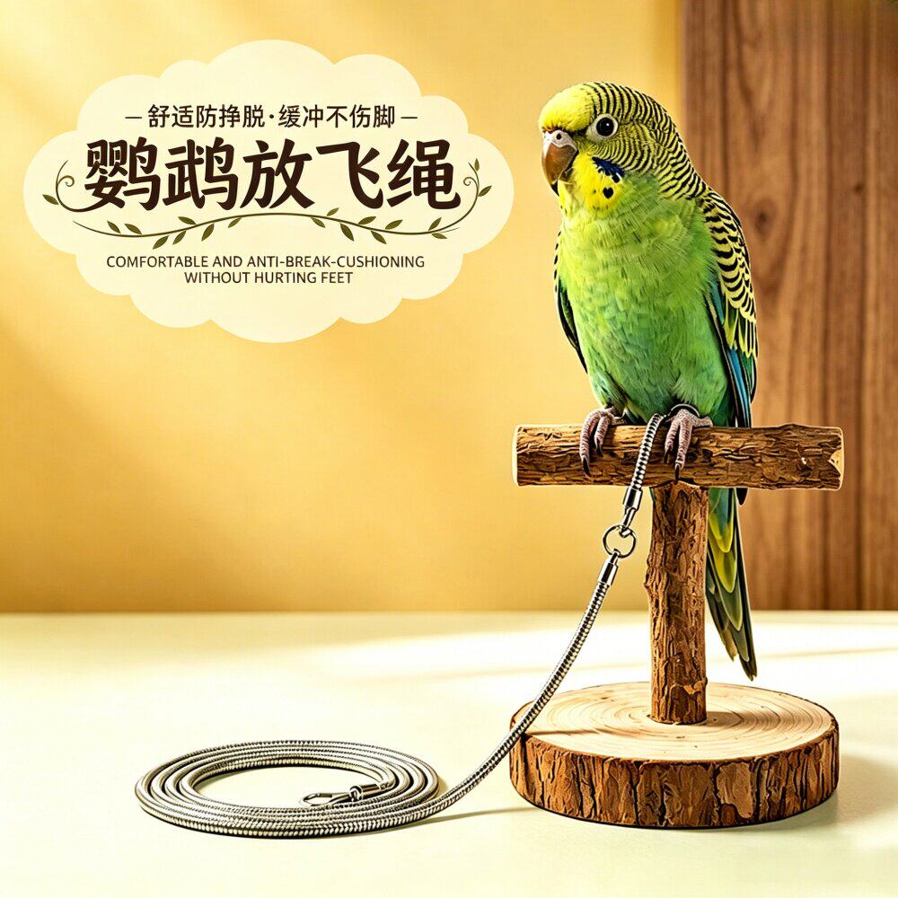 宠帮仕鹦鹉不锈钢活扣放飞牵引绳