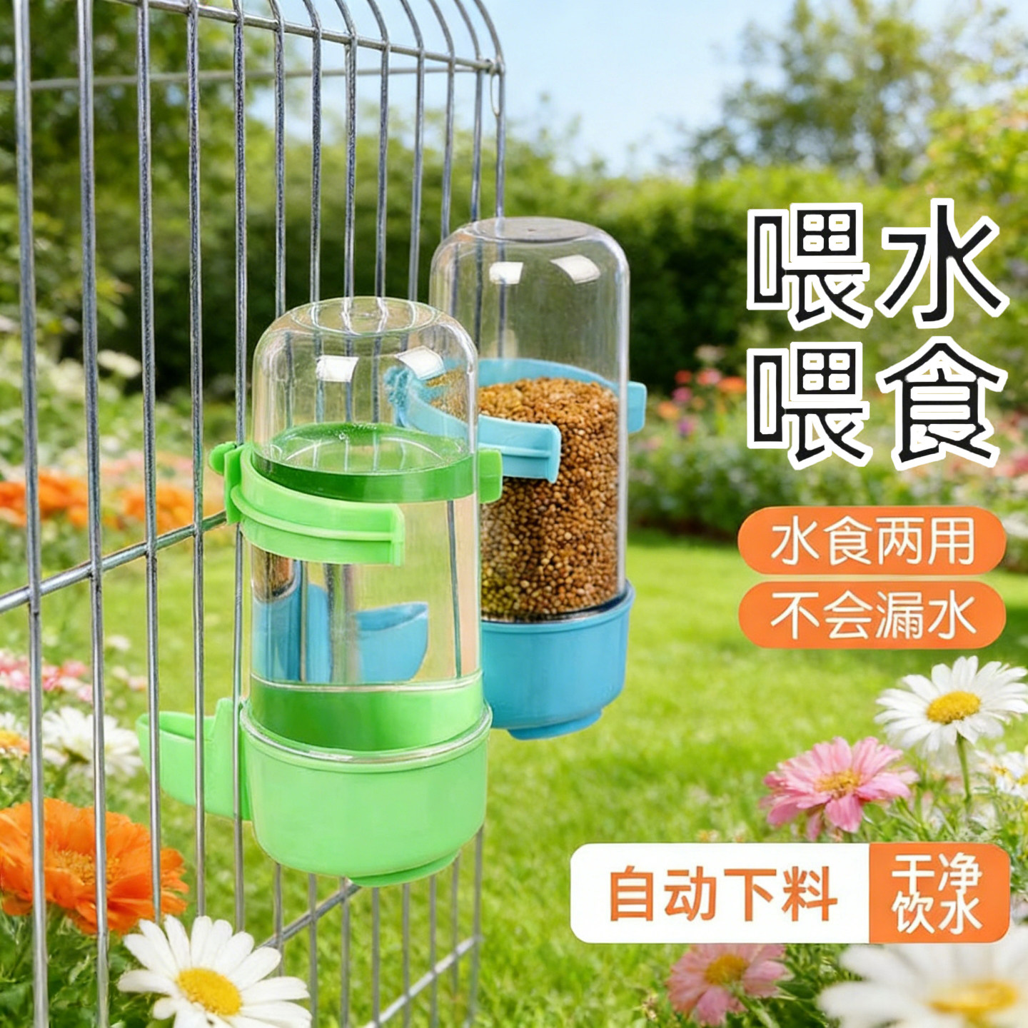 八哥鸟笼挂钩式水食两用喂食器自动下料防漏水安全材质喂水器,宠物/宠物食品及用品,鸟禽喂食器/喂水器,淘宝优惠券,粉丝福利购,淘宝优惠卷
