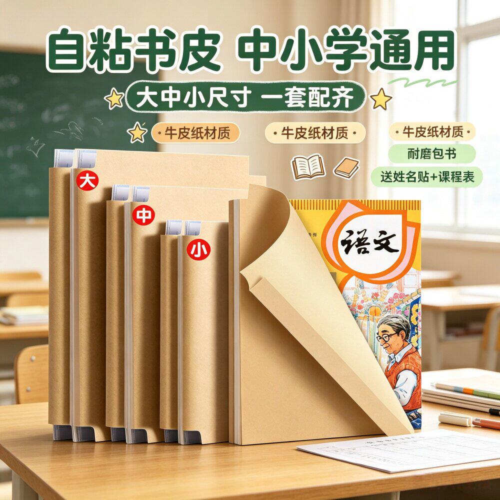 自粘A4加厚牛皮纸书皮小学生用