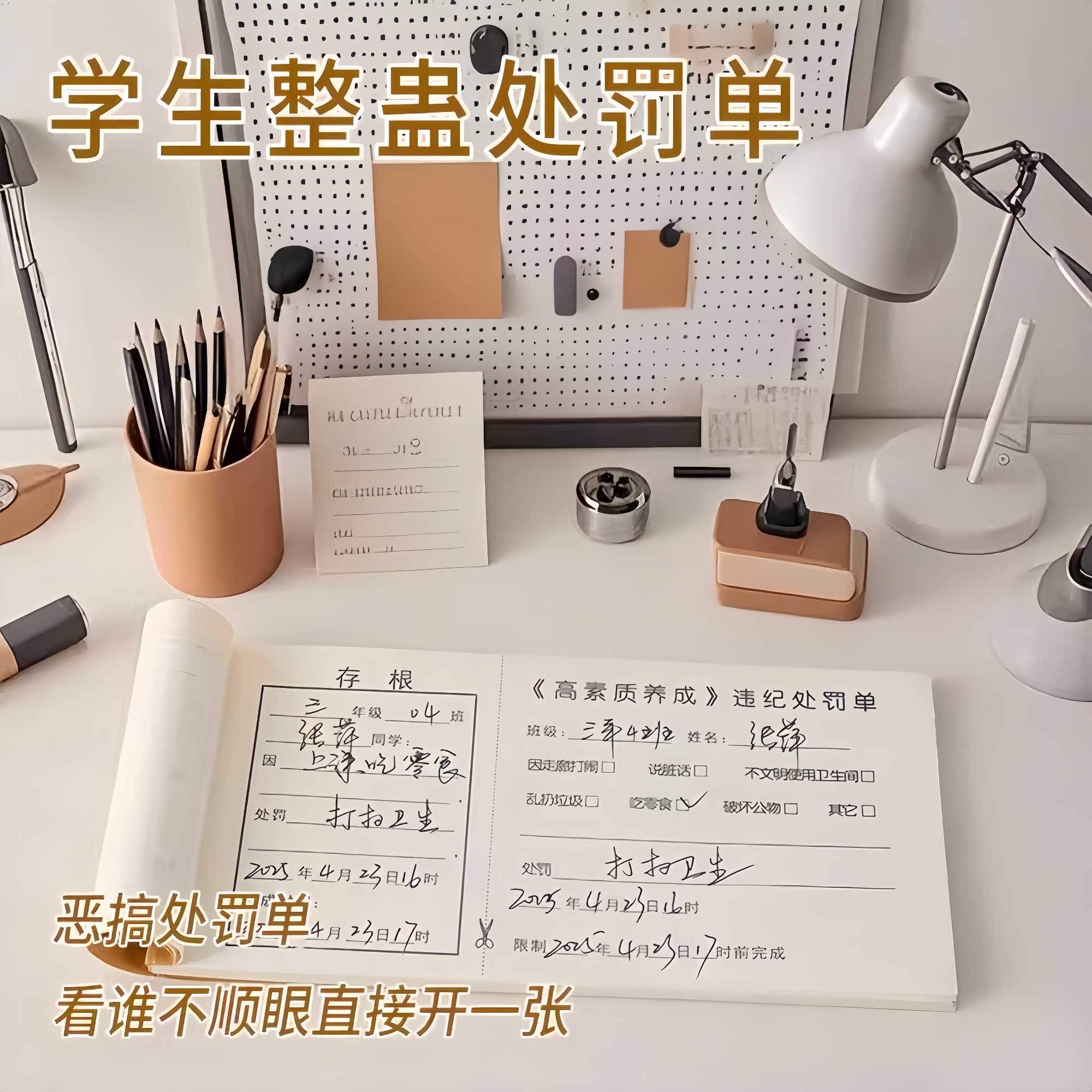 新款处罚单学生班级管理神器卡皮巴拉便携口袋本闺蜜违纪登记册