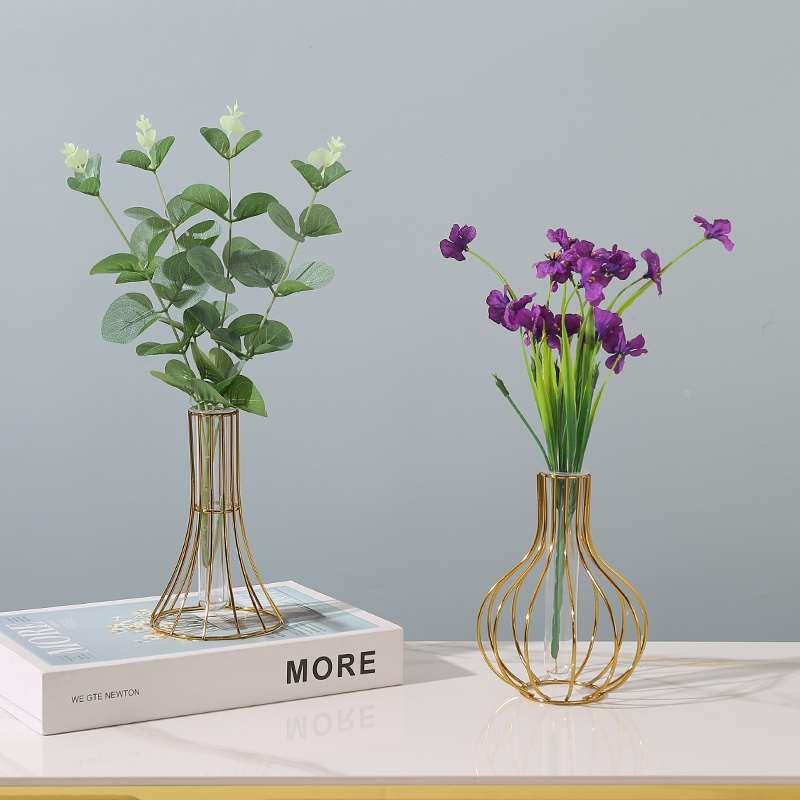 创意轻奢试管玻璃花瓶北欧客厅餐桌仿真花艺装饰透明水培插花摆件