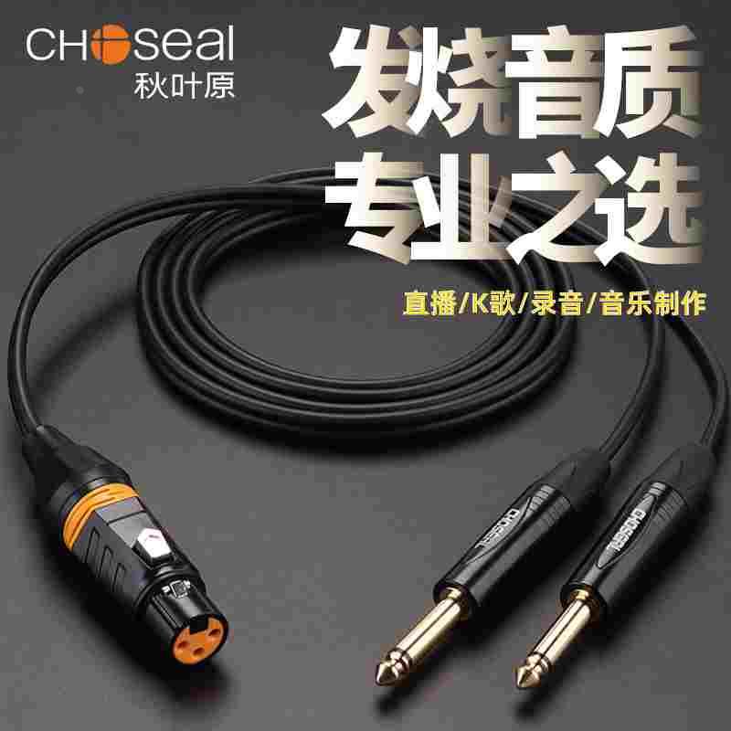 秋叶原卡侬公母转双6.5大二芯三XLR卡农龙6.35话筒一分二音频线