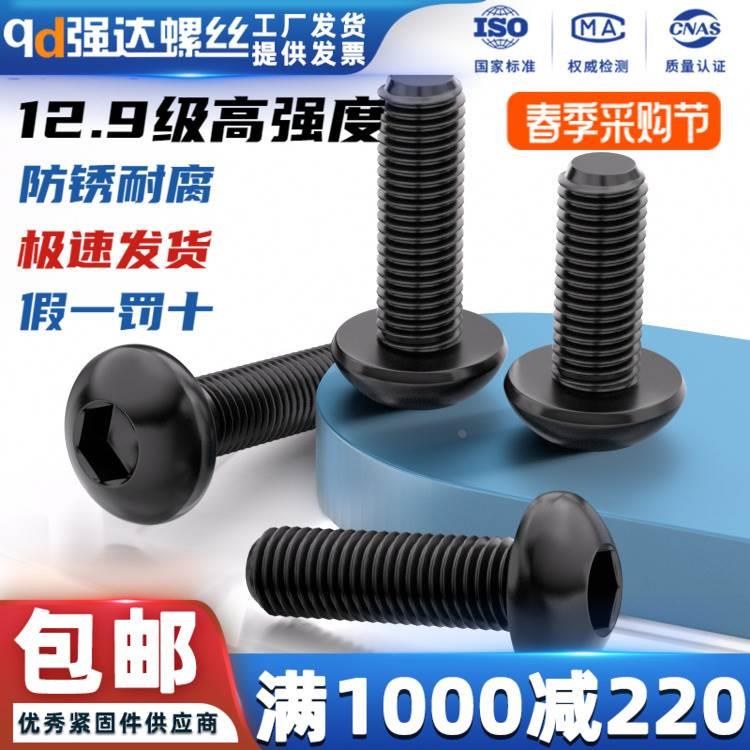 qd10.9级高强度半圆杯头内六角螺栓盘头螺丝钉M2M3M4M5M6M8M10M12
