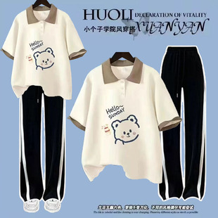 t恤阔腿裤 女童休闲运动套装 初中学生宽松短袖 新款 两件套 2025夏季