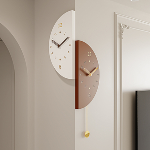 法式挂钟中古风餐厅客厅转角双面时钟挂画2026新款拐角挂墙钟表