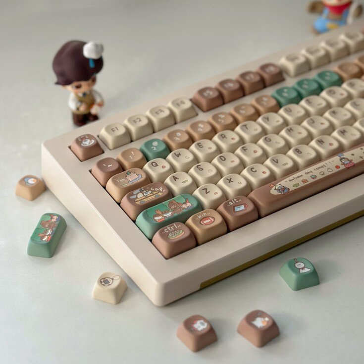 COCOA SOY MILK KEYCAPS XOA KEYCAPS PBT SUBLIMATION CUTE KEYCAPS CUSTOM KEYBOARD MECHANICAL KEYBOARD KIT
