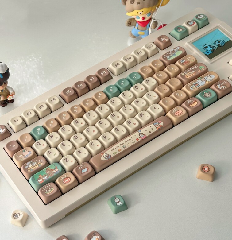 COCOA SOY MILK KEYCAPS XOA KEYCAPS PBT SUBLIMATION CUTE KEYCAPS CUSTOM KEYBOARD MECHANICAL KEYBOARD KIT