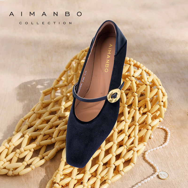 漫步佳人2026春季新品小高跟鞋舒适女绒面浅口一字带低跟细带单鞋,女鞋,玛丽珍鞋,淘宝优惠券,粉丝福利购,淘宝优惠卷