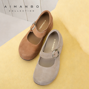 漫步佳人2026春季新品厚底增高全包勃肯鞋复古小个子法式单鞋浅口