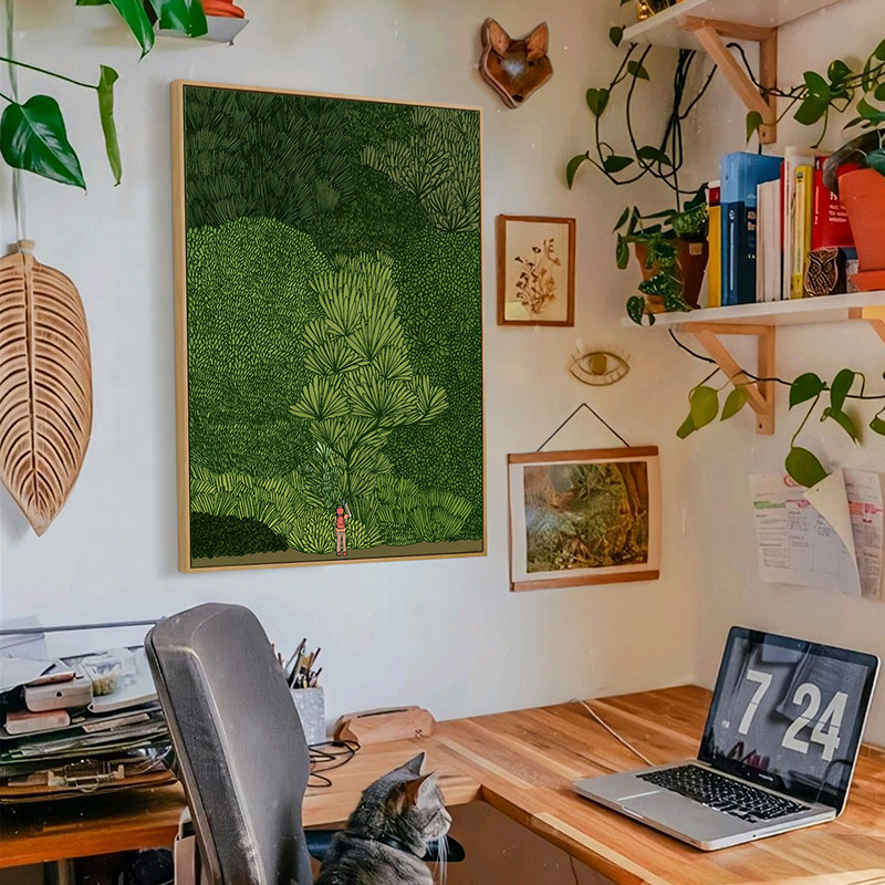 努高 绿色系装饰画治愈ins卧室床头墙壁北欧风格房间过道走廊挂画