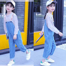 牛仔背带裤套装春秋儿童女童裤子1
