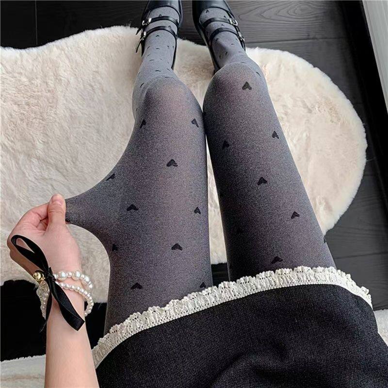 灰色袜子连体波点春秋女