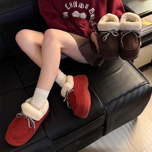 女冬季 保暖棉鞋 加绒毛口外穿包跟厚底防滑百搭包 新款 本命年毛毛鞋