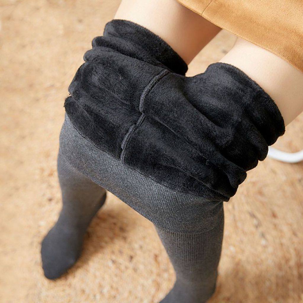 灰色袜子连体秋冬季加绒加厚打底裤女外穿显瘦保暖裤棉竖条大码高