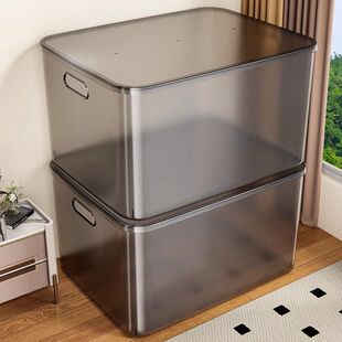 电视柜下收纳箱透明收纳盒家用零食玩具储物箱带盖化妆品学生文具