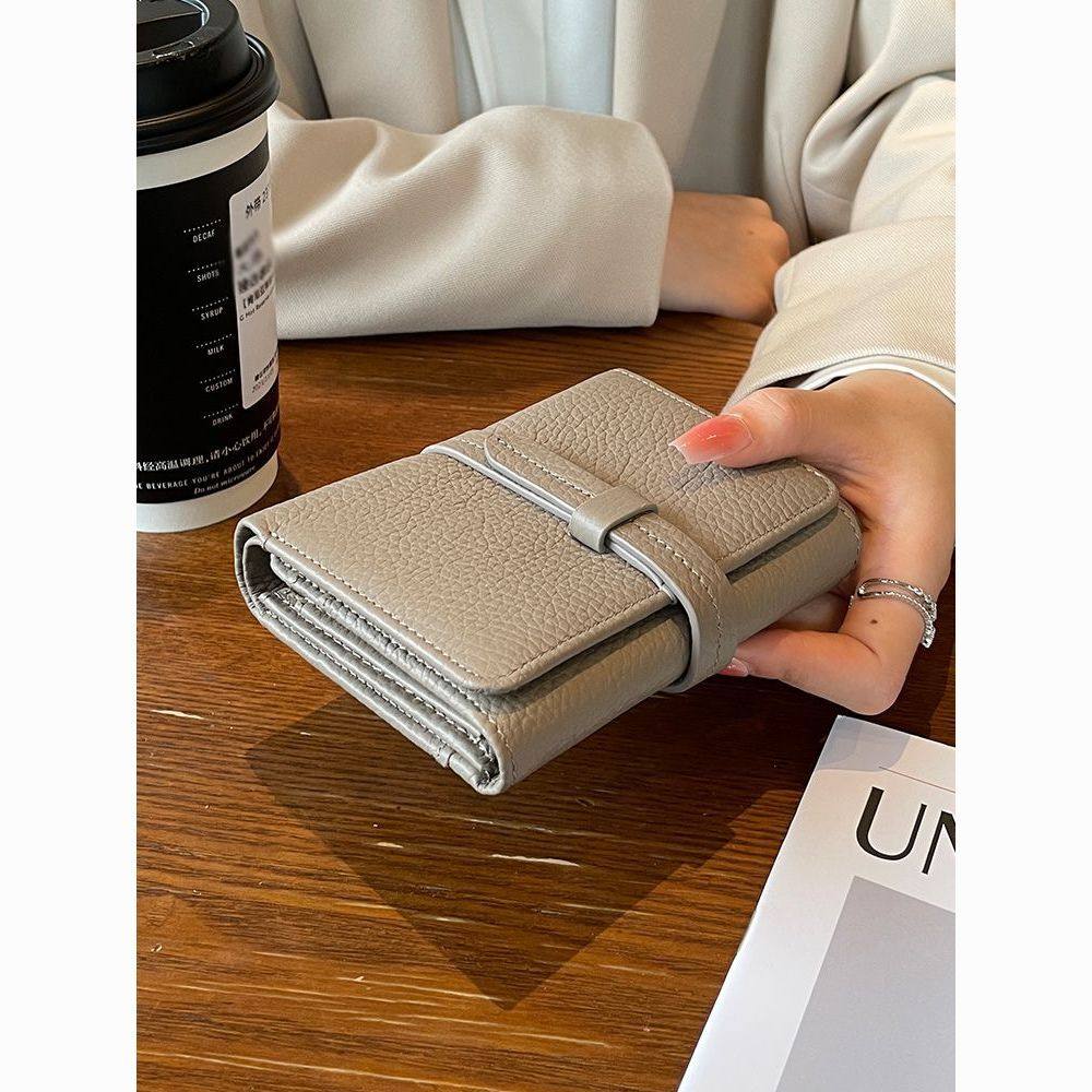 女士聚财钱包新款钱包女士短款多功能大容量抽带钱夹防消磁优质皮