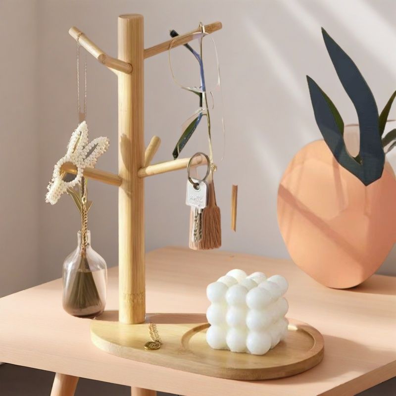 放钥匙扣摆件竹质北欧风