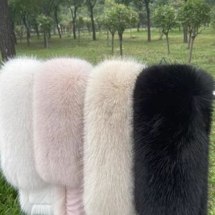 狐狸大毛领配件爆款狐狸毛领子单卖通用高仿皮草狐狸毛毛狐狸大衣