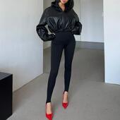 秋冬季 显瘦高弹力紧身收腹塑形裤 高腰外穿 女黑色打底裤 踩脚瑜伽裤