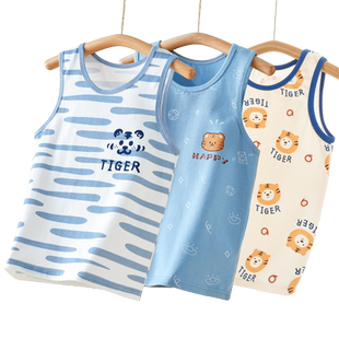 儿童背心男童A类纯棉薄款跨栏打底T恤2026年春夏中大童无袖上衣
