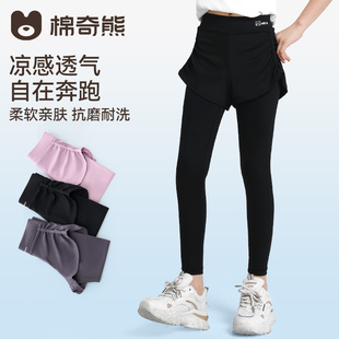 女童假两件鲨鱼裤防走光中大童2026春夏新款女孩打底瑜伽运动裤子