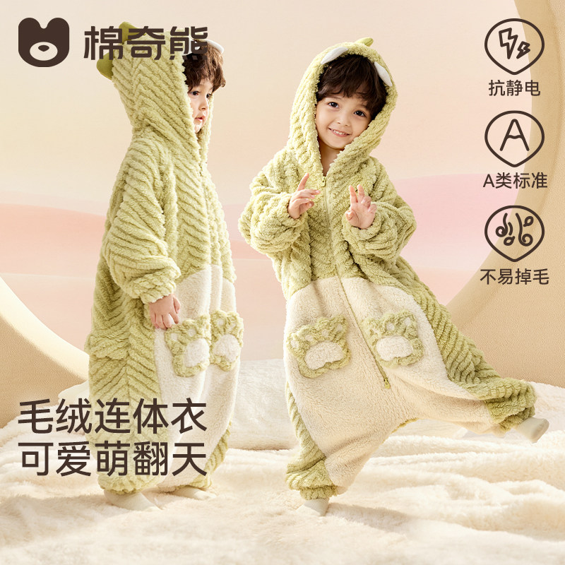 婴儿连体衣冬季宝宝爬服加厚保暖珊瑚绒2026新款儿童双面绒连身衣
