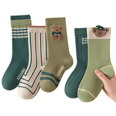 可爱小熊儿童加厚男童中筒袜