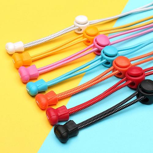 绳子锁紧扣懒人鞋带绳圆形扣免系彩色个性黑白色松紧鞋带扣免绑成