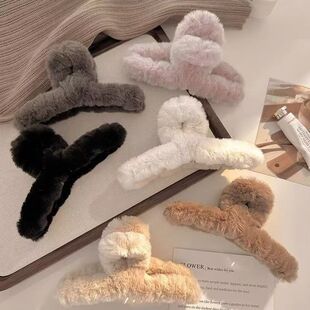 爪夹子头饰发夹韩版韩国色系11cm发饰交叉盘发发抓鲨鱼夹大号仿兔