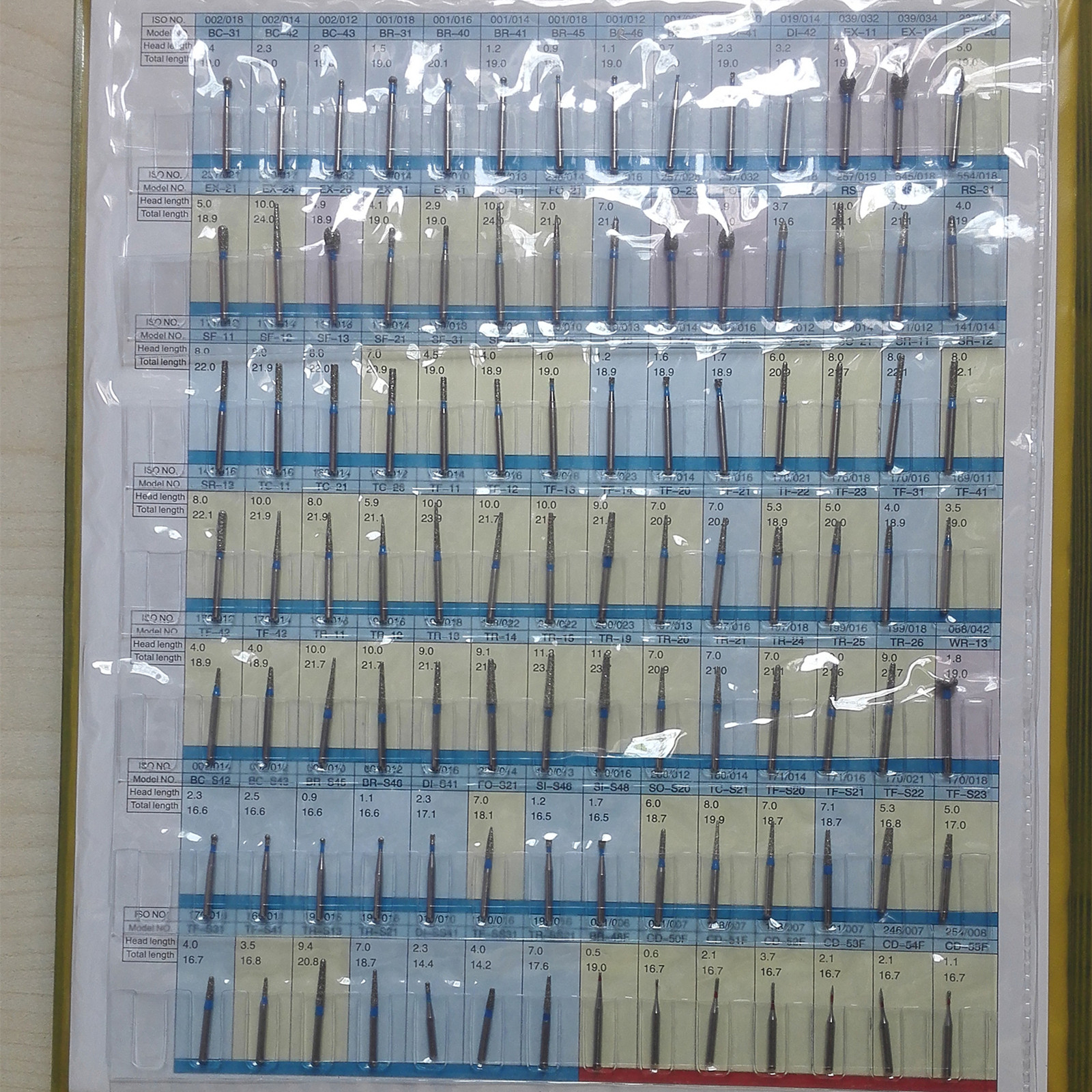 佛山RZ3S牙科金刚砂高速车针样册154支高速车针样本车针图册