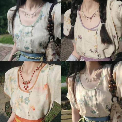 原创汉服套装唐制褙子青泠谷现货