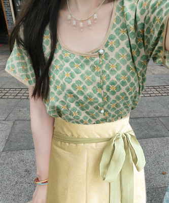 日常汉服上装青泠谷唐背子现货