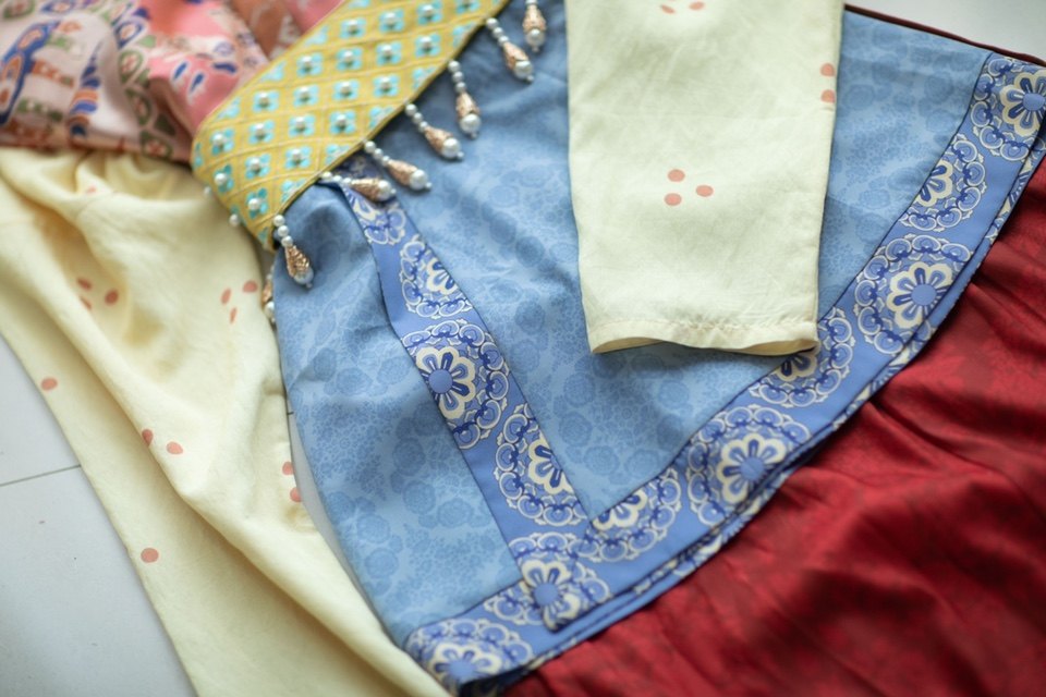QINGLINGGU HANFU 오리지널 라운드 넥 셔츠 MOFU 복원 당나라 HANFU 정장 여성용 봄 가을 데일리 HANFU 재고 있음