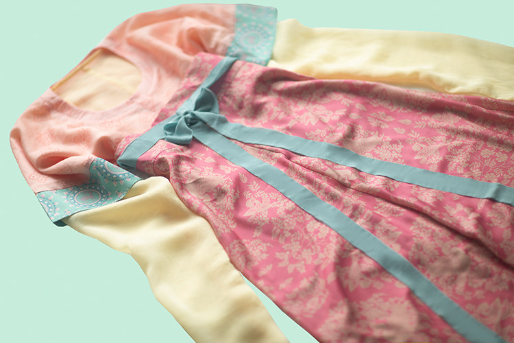 靑泠谷复原初唐壁画画春光圆领背子直领大襟衫6破交嵛裙