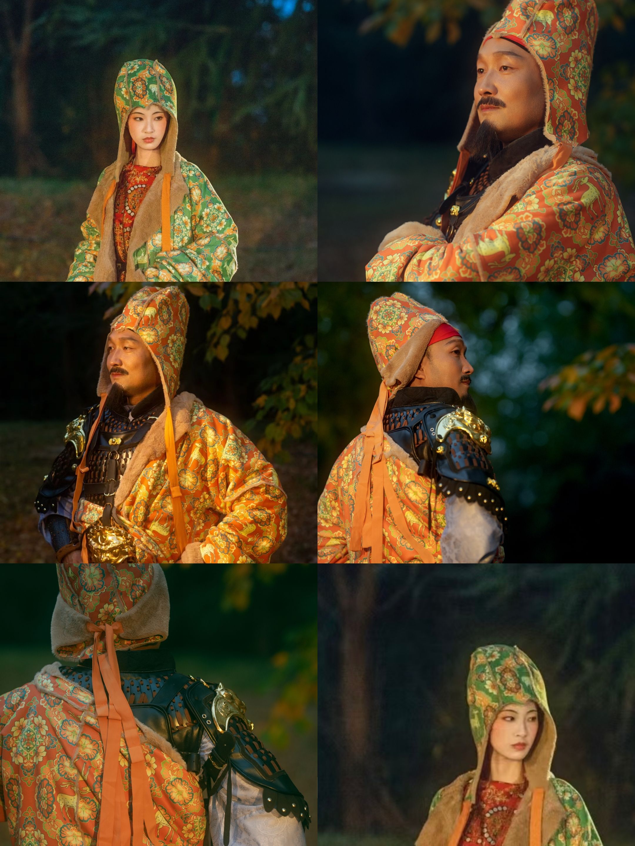 青泠谷双面可戴夹棉宝相花麂皮绒印花唐风帽子现货