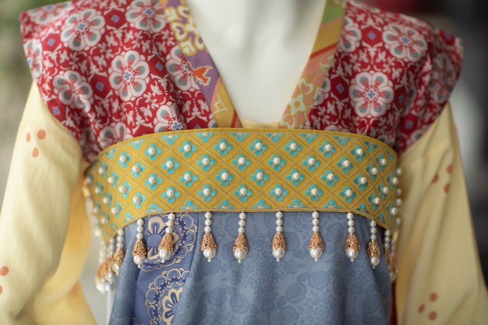 QINGLINGGU HANFU 오리지널 라운드 넥 셔츠 MOFU 복원 당나라 HANFU 정장 여성용 봄 가을 데일리 HANFU 재고 있음