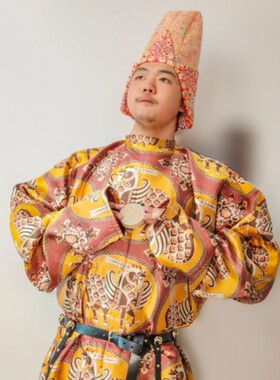 青泠谷汉服原创麂皮绒印花胡帽复原配圆领袍常服唐朝汉服帽