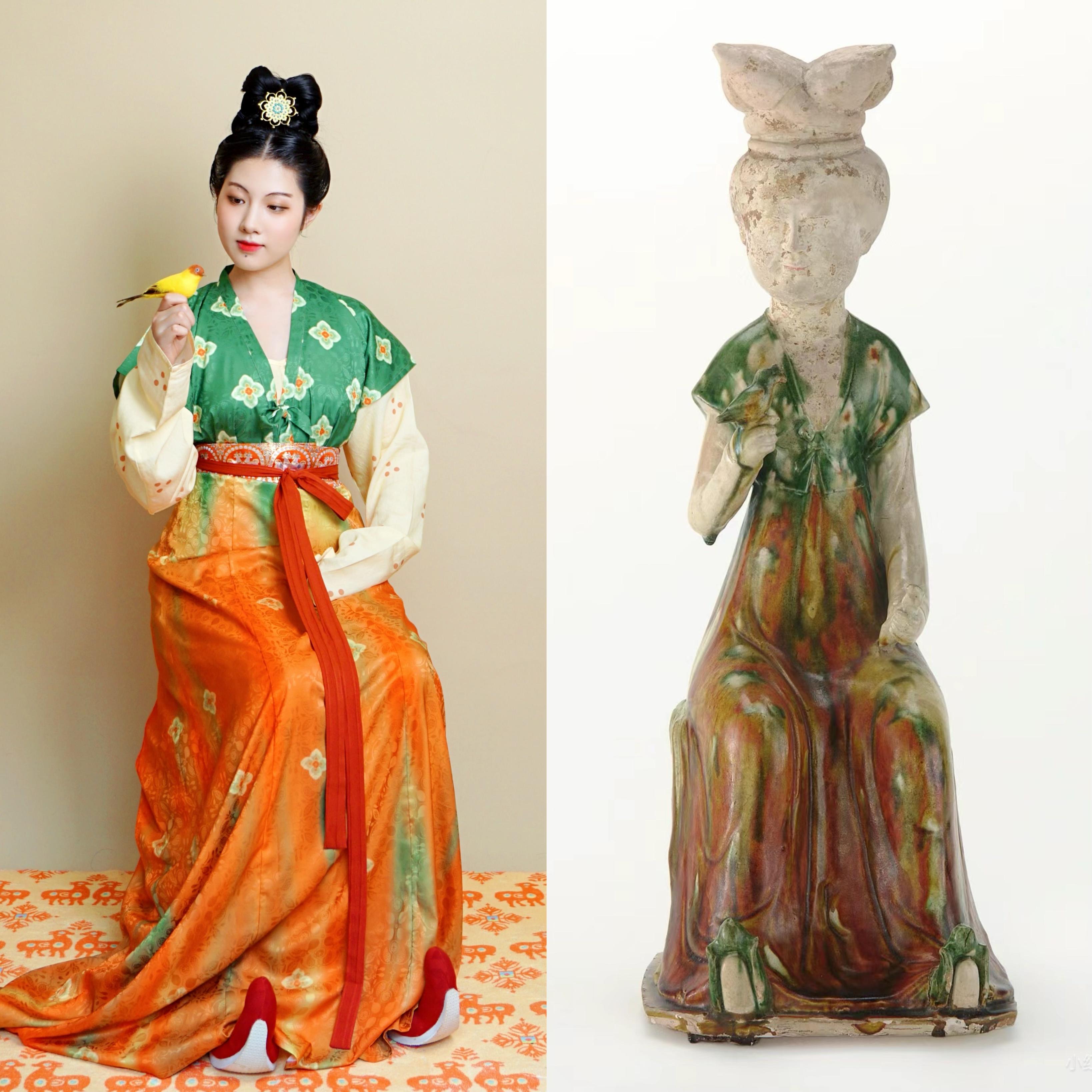 唐制夹缬印花复原汉服成人套装女