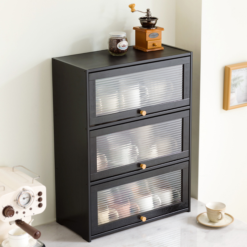 十一维度黑色整理架杯架防尘带门