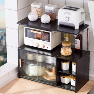 厨房桌面置物架台面分层收纳柜带门碗盘柜调味料多功能小家电收纳